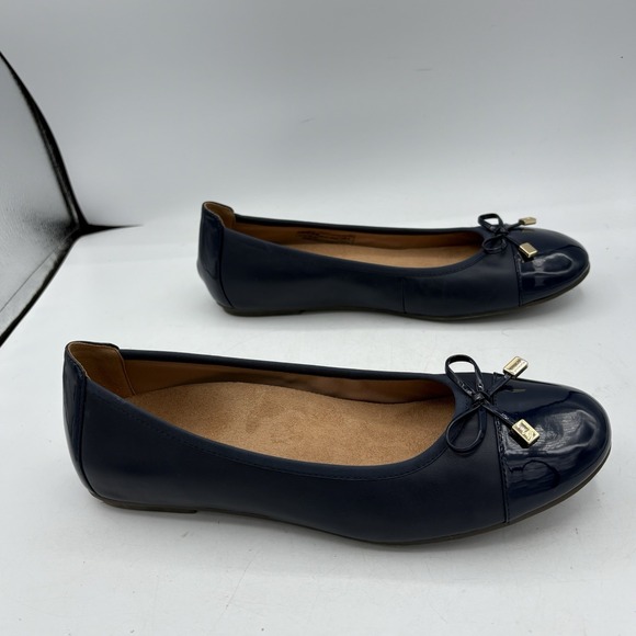 Vionic Shoes Womens Size 11 Minna Leather Ballet Flats Navy Blue w Box - Picture 8 of 10